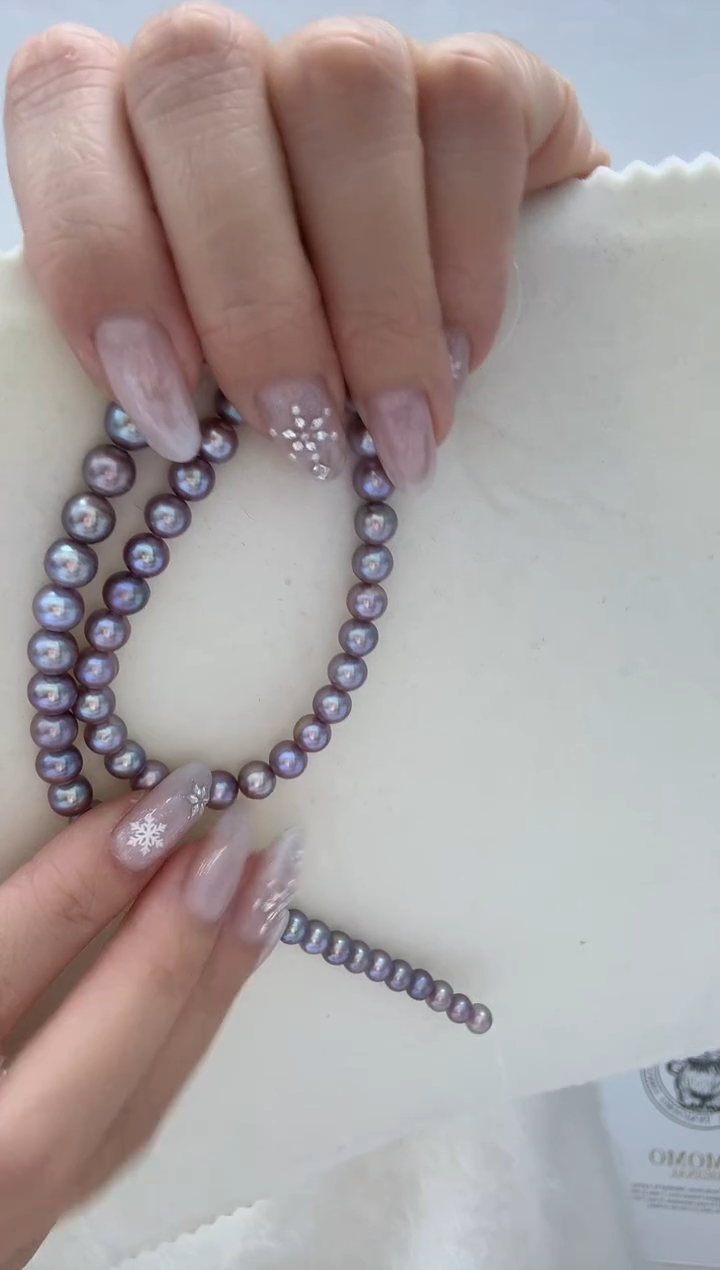 颈饰银S925镶嵌淡水珍珠蓝莓紫 无核 6.3-7.3