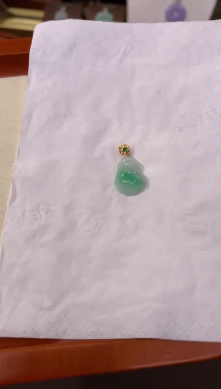 【闪购商品】翡翠颈饰18K金镶嵌天然缅甸a货翡翠