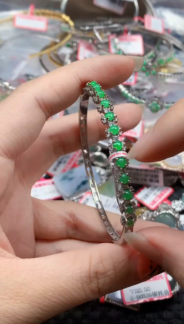 银S925镶嵌戒指翡翠天然A货缅甸翡翠