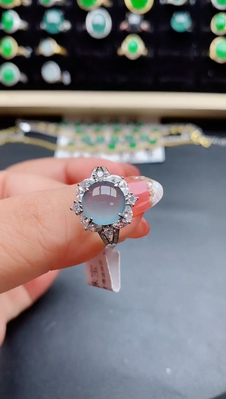 【闪购商品】翡翠戒指银S925镶嵌0850500