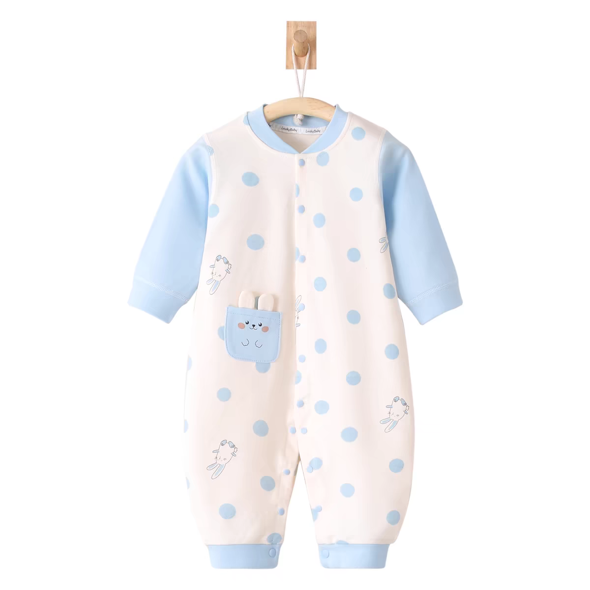 泡泡雨新疆棉A类纯棉幼儿长袖男女童婴儿连体儿童宝宝对开哈衣