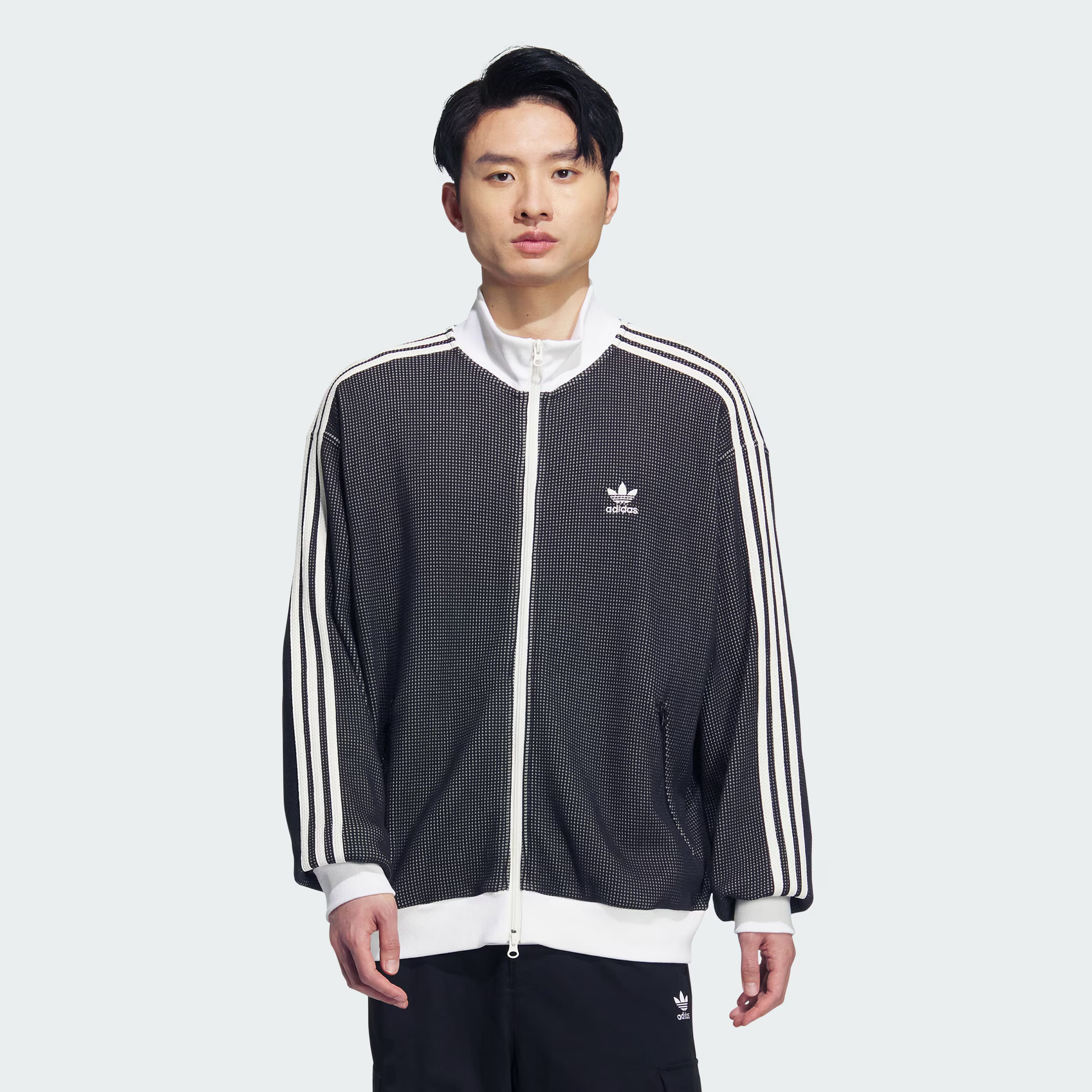 阿迪达斯/Adidas男子舒适简约运动华夫格休闲宽松外套KC2619