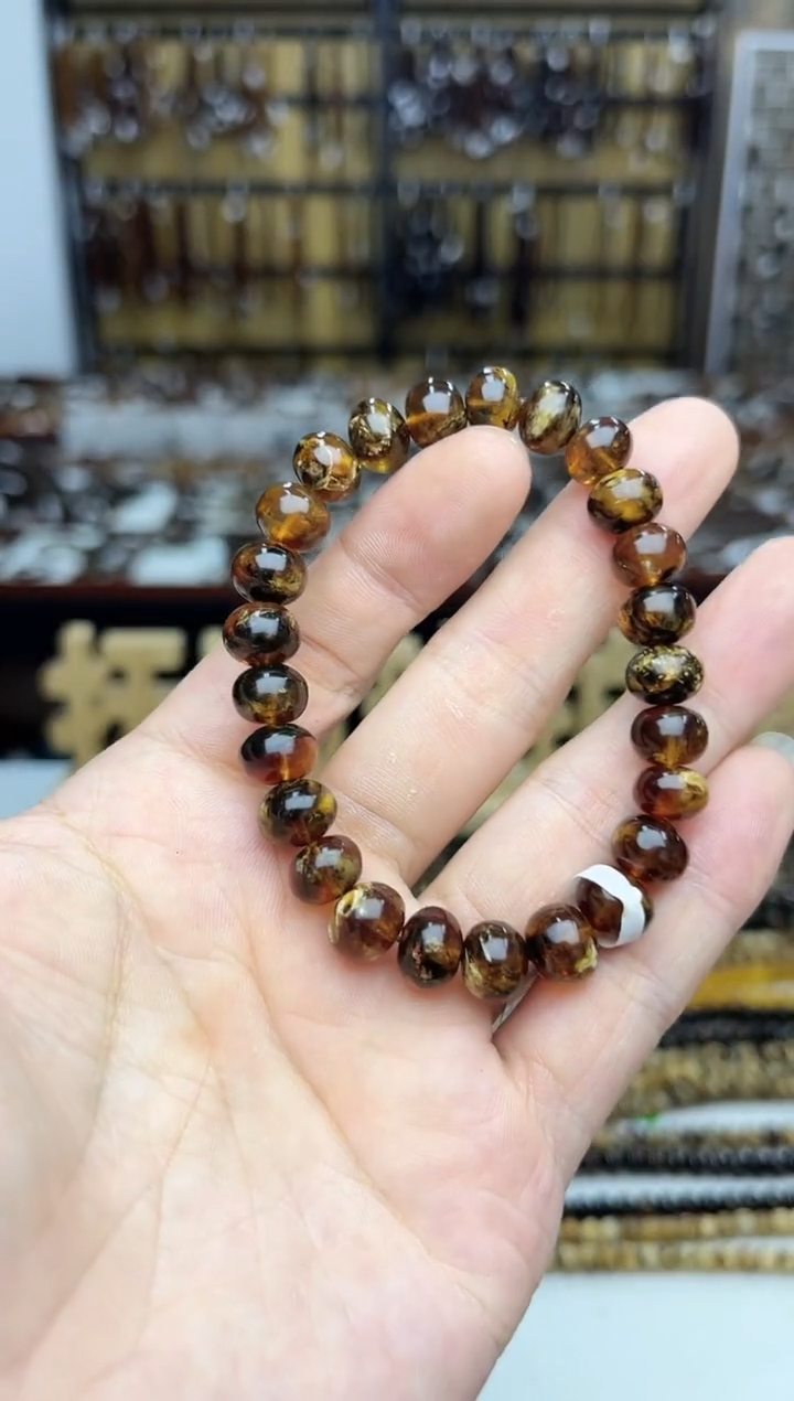 未镶嵌琥珀裸石抚顺琥珀花蜡9+手串