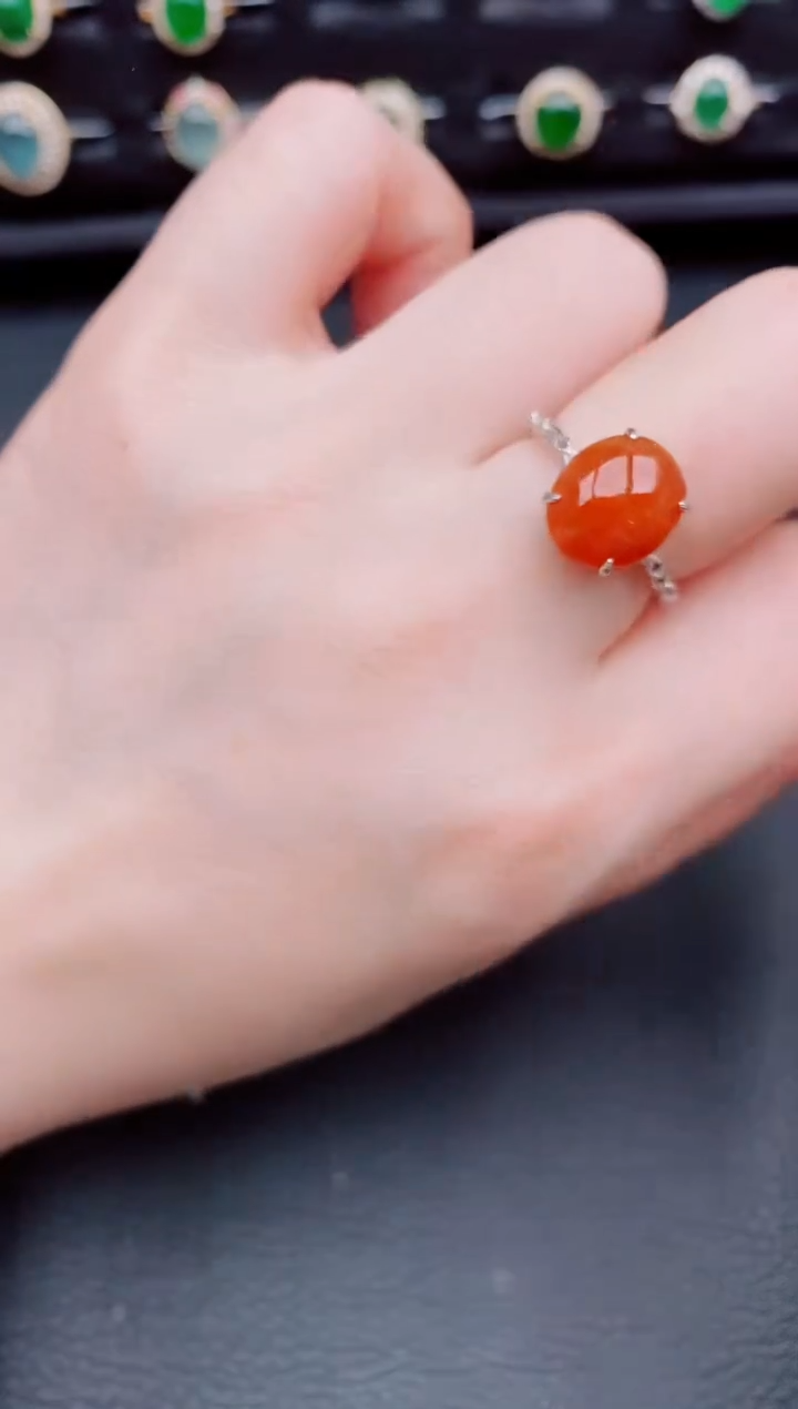 【闪购商品】翡翠戒指银S925镶嵌天然a货翡翠152