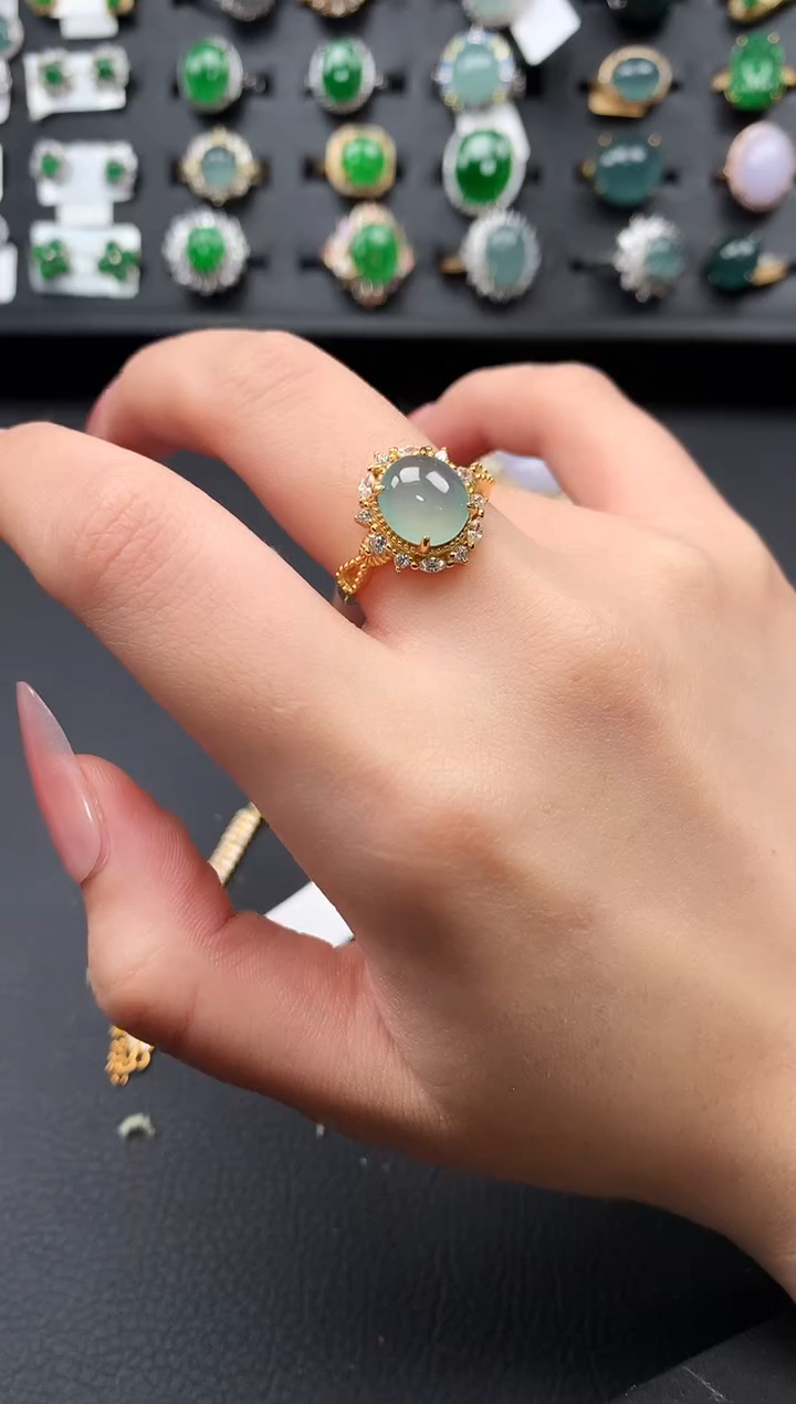 【闪购商品】翡翠戒指银S925镶嵌512341