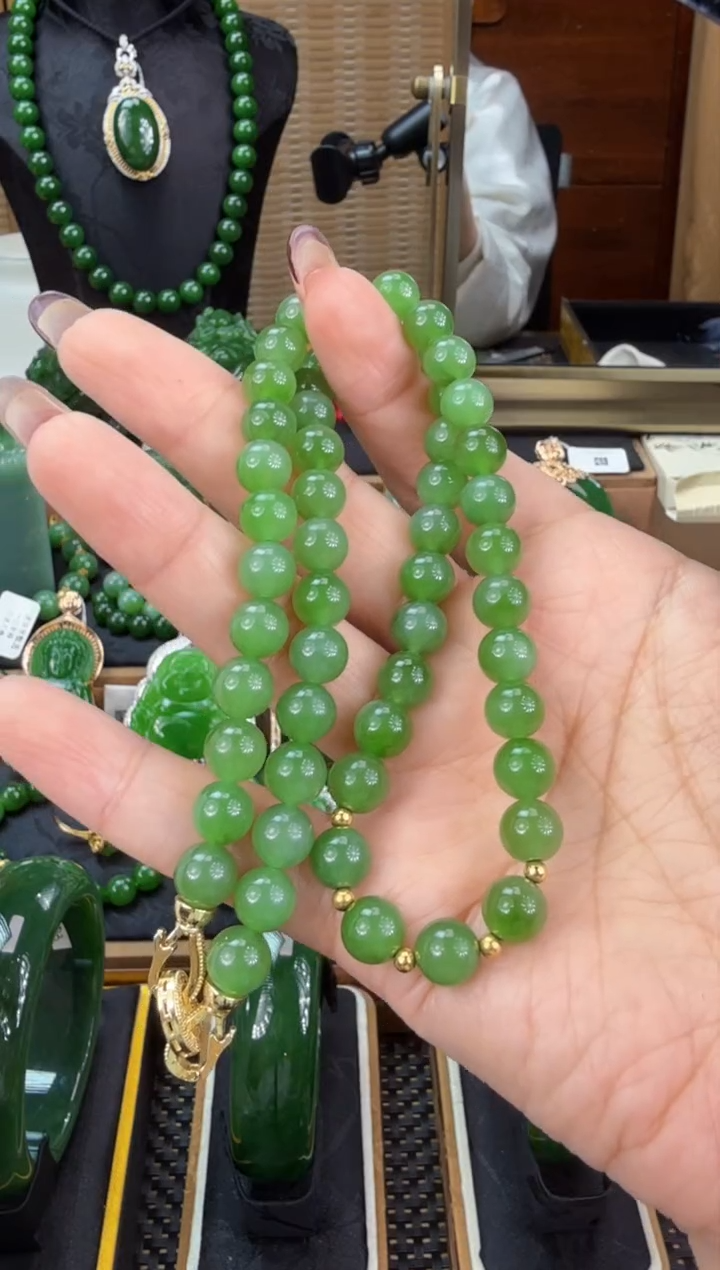 【闪购商品】和田玉（碧玉）项链18K金镶嵌 