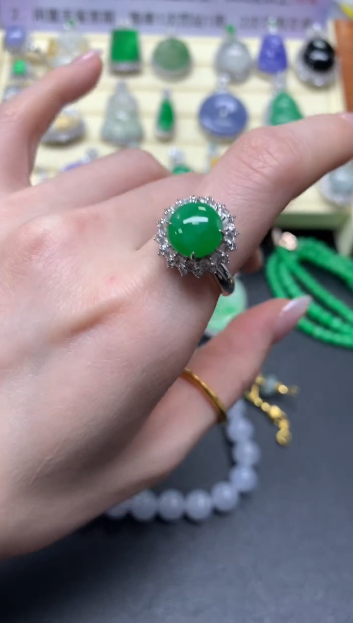 【闪购商品】翡翠戒指18K金镶嵌戒指|13500+1350 两用款