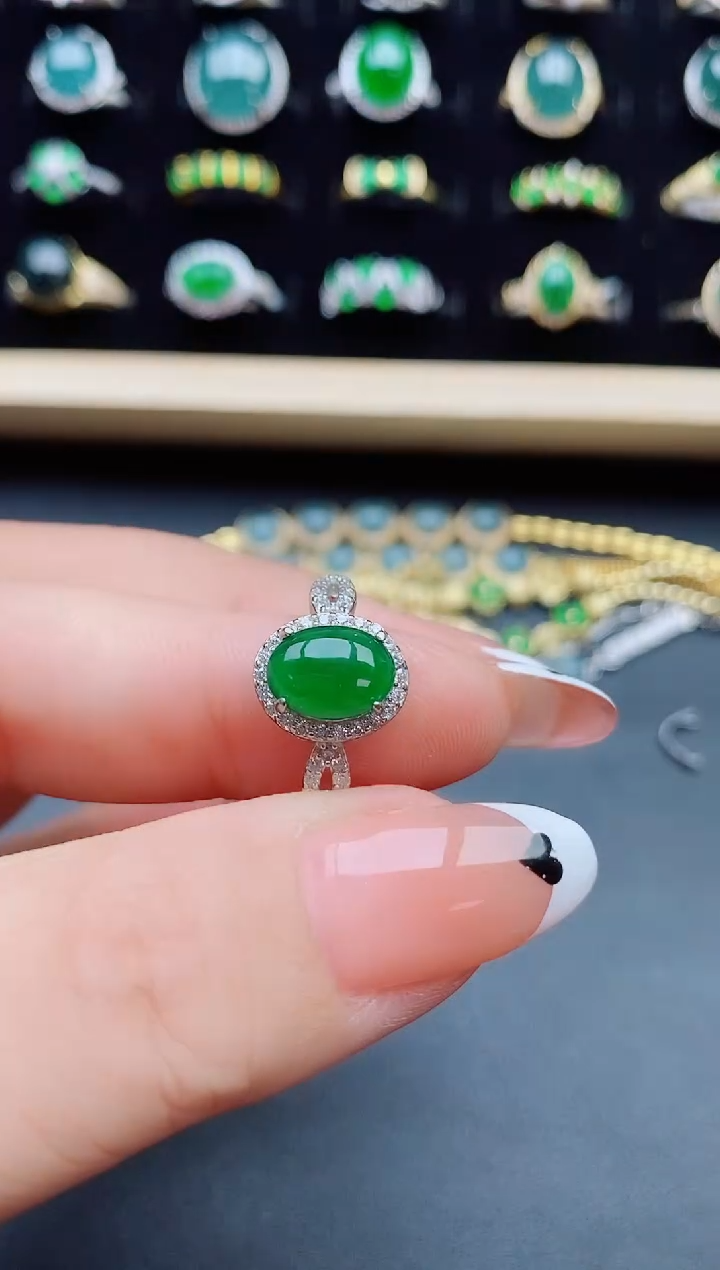 【闪购商品】翡翠银S925镶嵌戒指50805850850