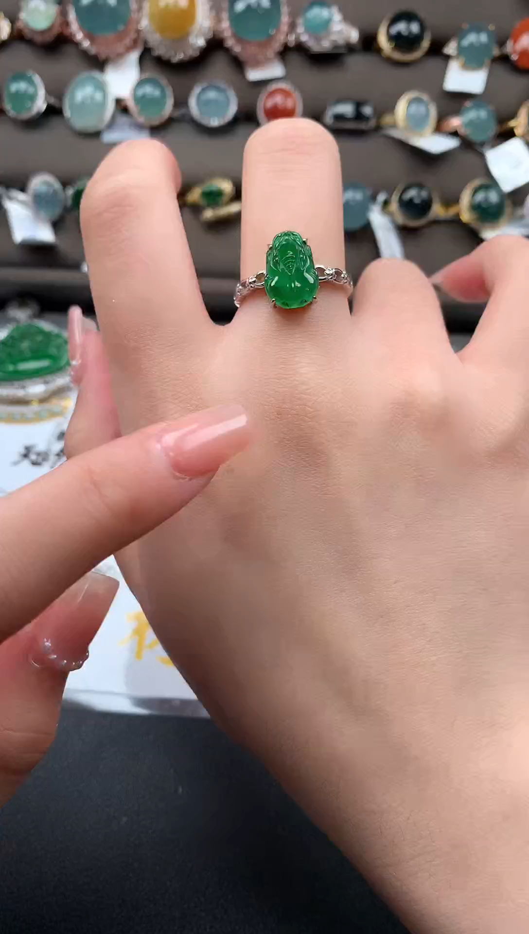 【闪购商品】翡翠戒指银S925镶嵌52141