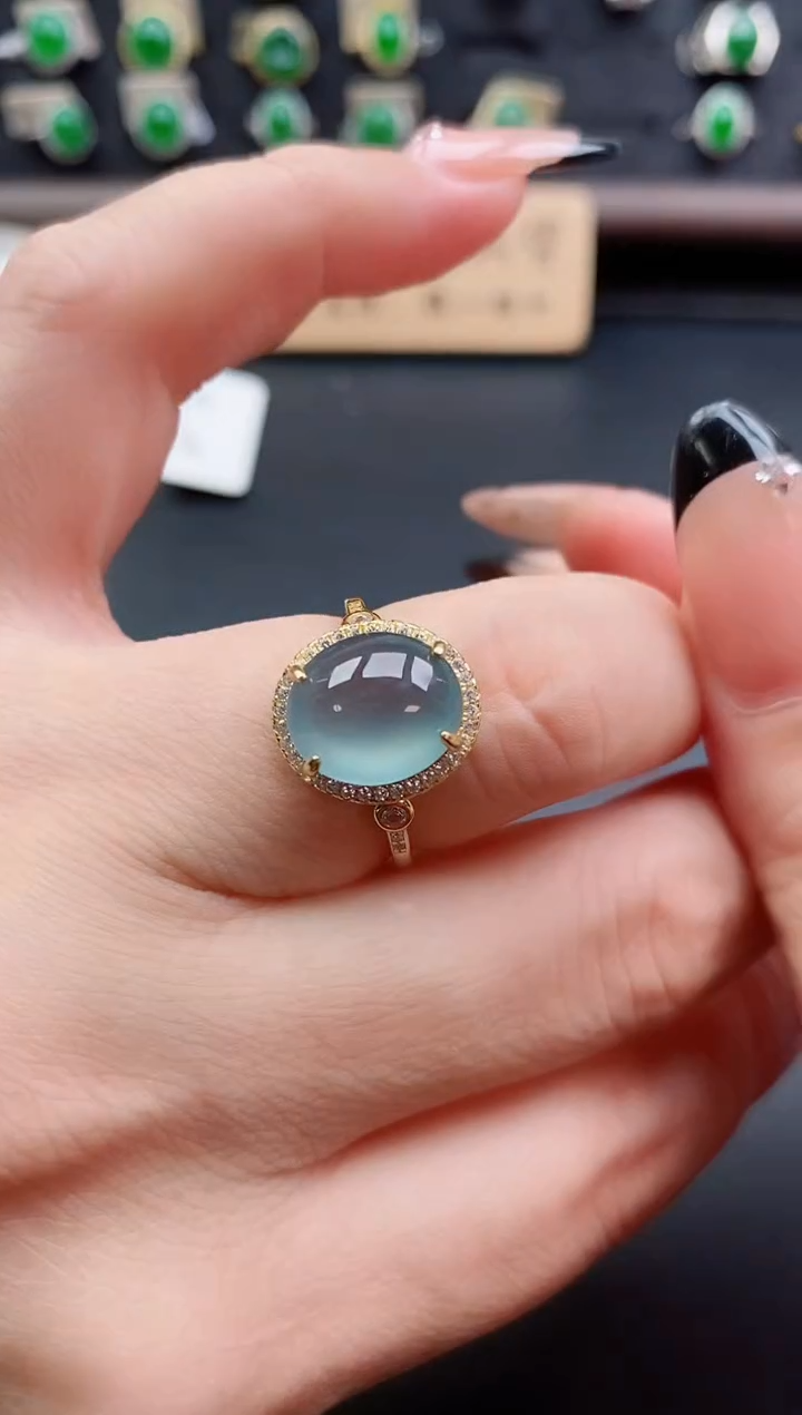 银S925镶嵌戒指翡翠1