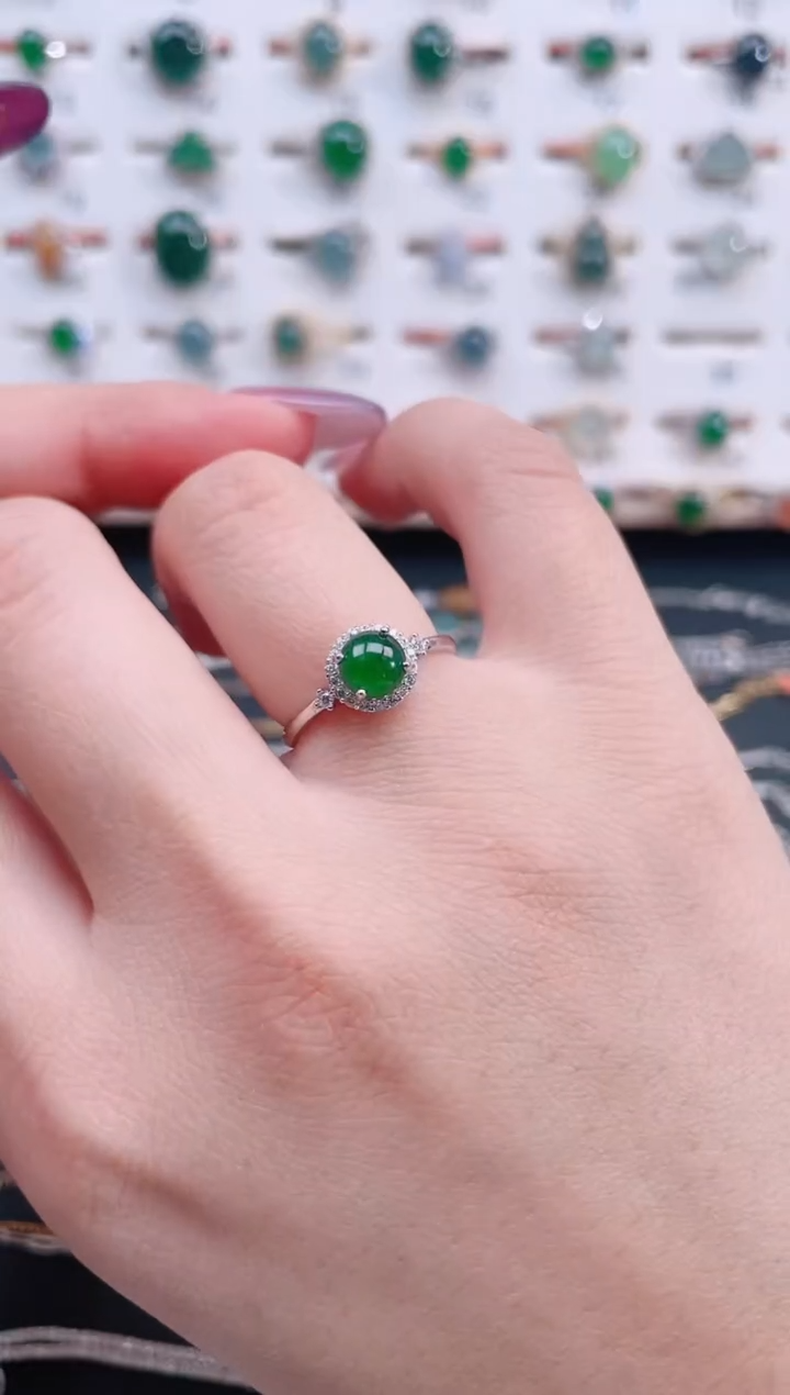银S925镶嵌戒指翡翠天然翡翠