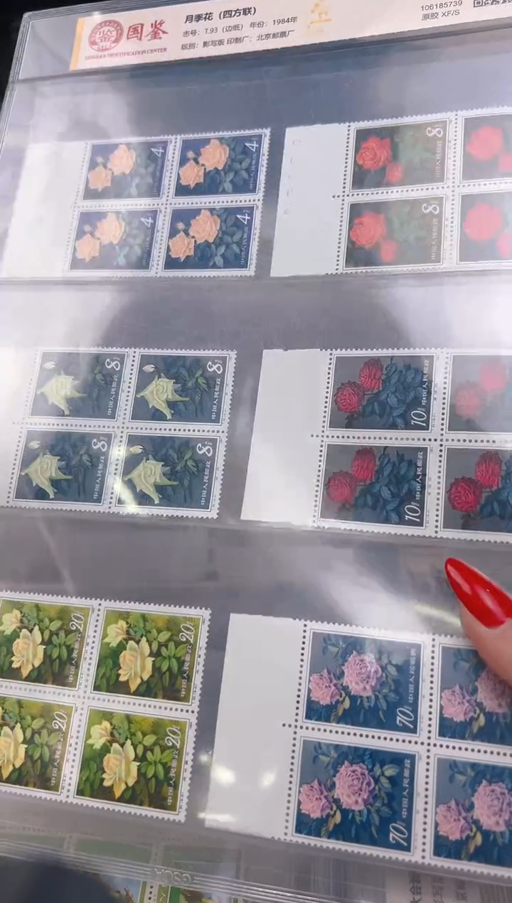 【闪购商品】T93月季花（顺边纸四方联）原胶95