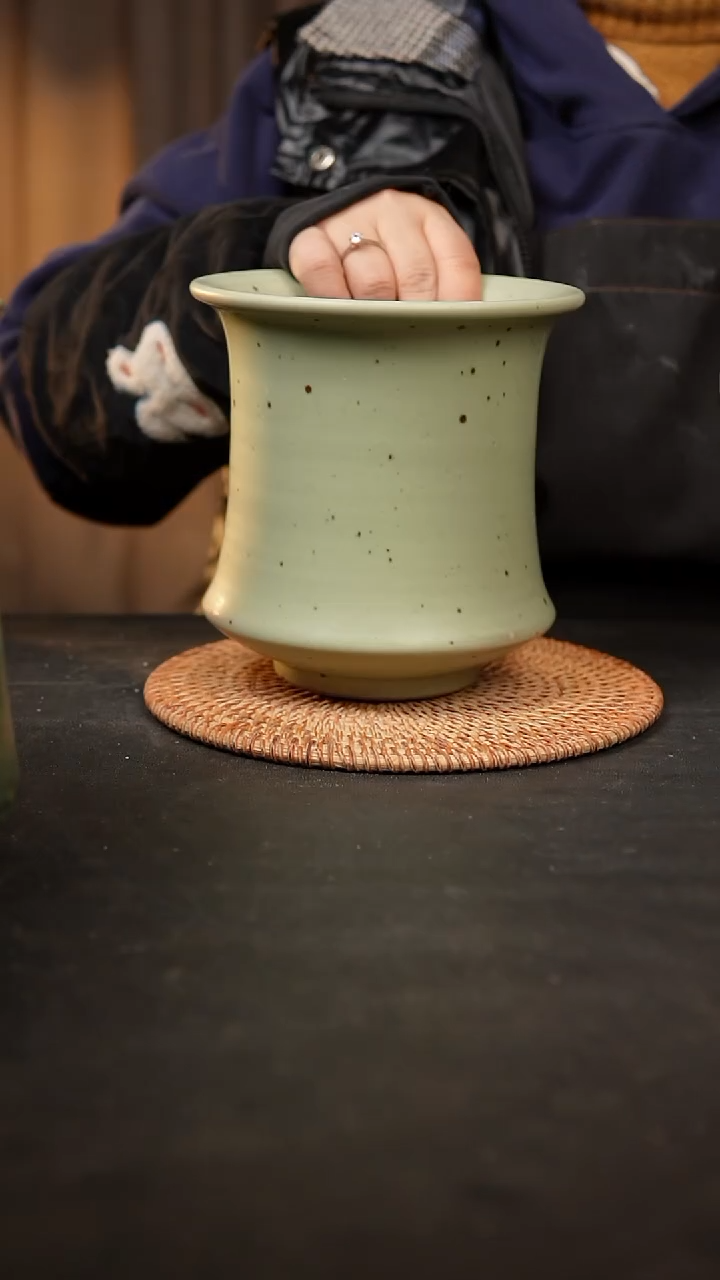 【闪购商品】瓷片泥泥手工花盆口13高15