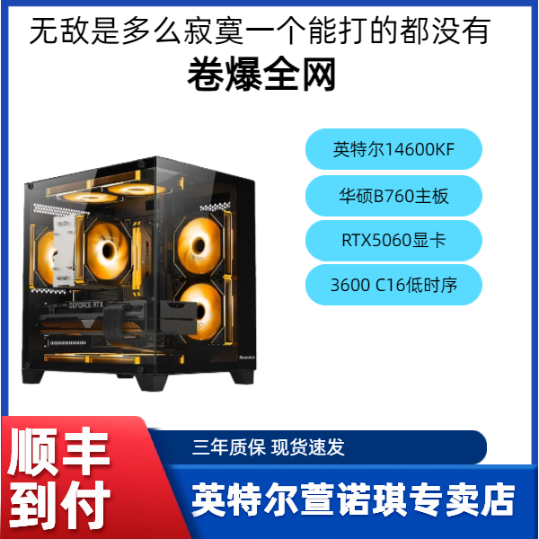 双12爆款 英特尔14600KF+RTX5060/5060TI 5070游戏主机海景房主机