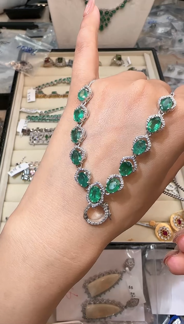 【闪购商品】定制祖母绿万能链银S925镶嵌万能链