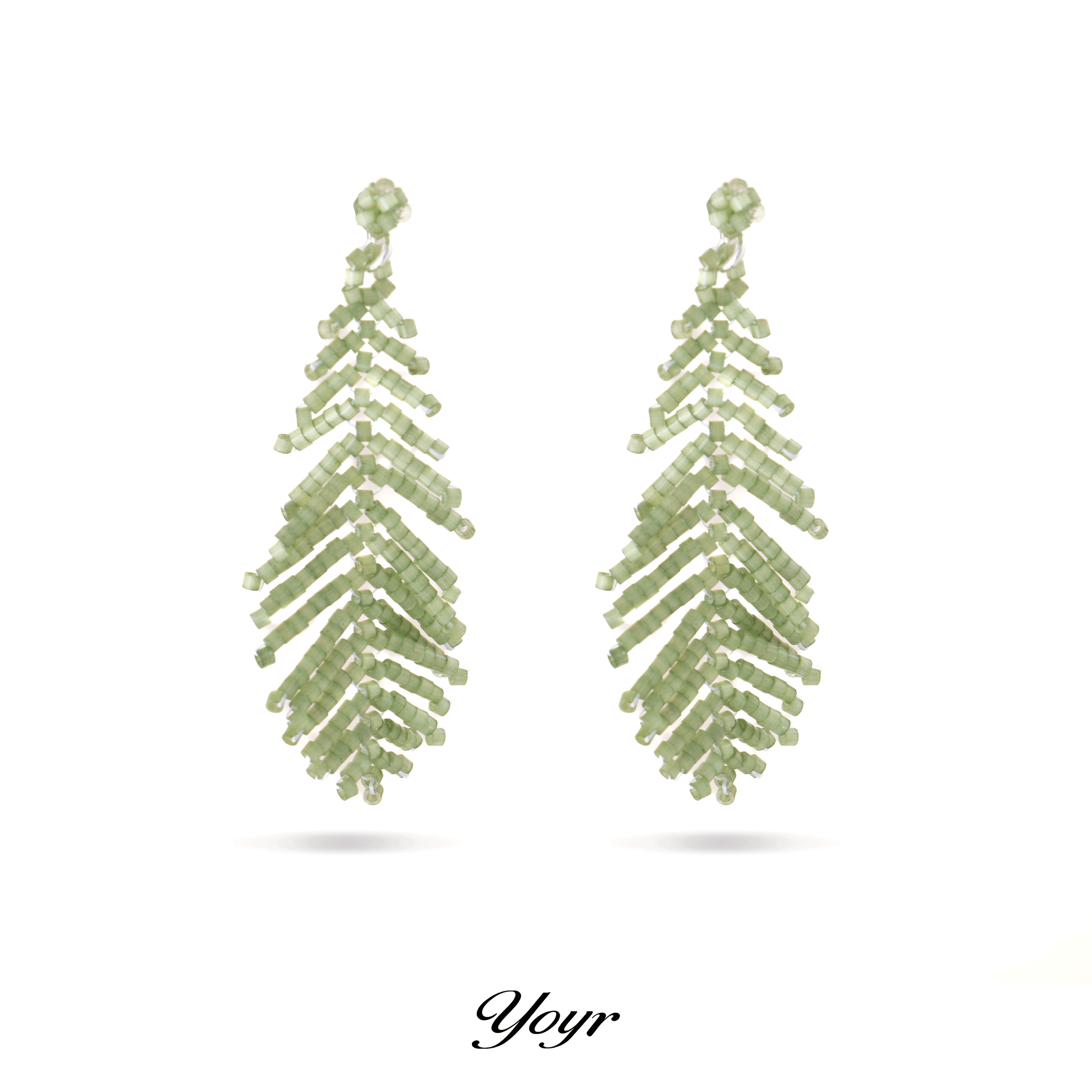 YOYR 黄铜耳饰 灵动绿羽毛耳钉耳饰气质轻奢时尚百搭小众