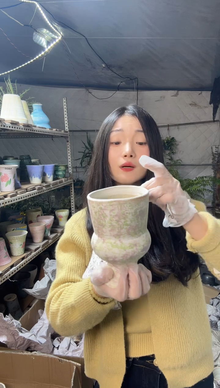 无花朵樱****2编号   808 景德镇手工手绘花盆