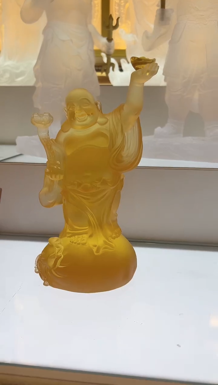 【闪购商品】茶宠匠门如意弥勒21公分金琥珀色