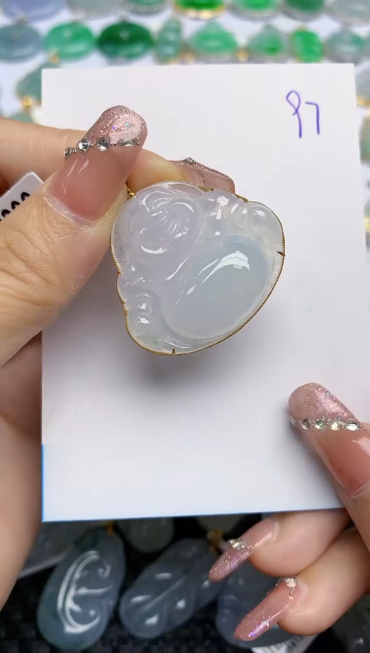 【闪购商品】翡翠颈饰18K金镶嵌天然A货翡翠 97