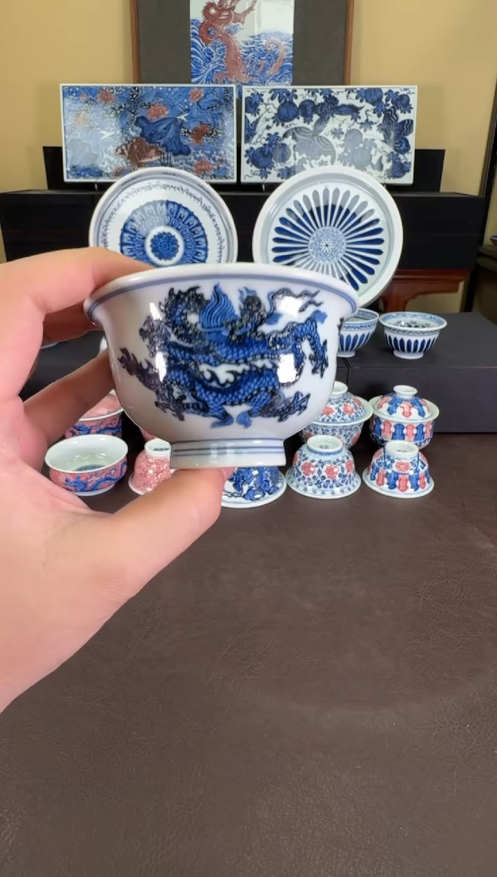 【闪购商品】羿器窑四龙团龙压手杯