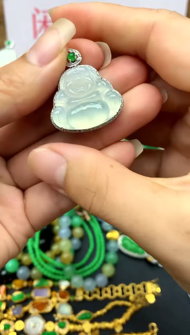 颈饰18K金镶嵌翡翠284-中国好珍宝