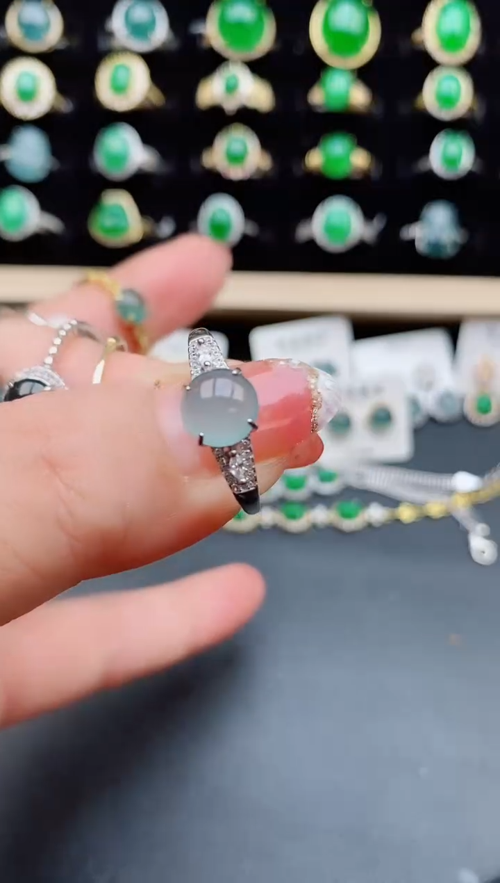 【闪购商品】翡翠戒指银S925镶嵌2121