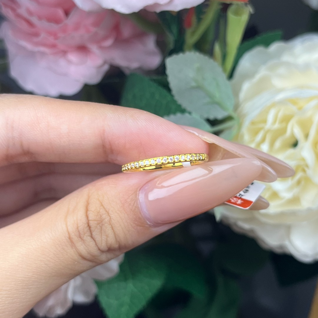 【足金999】半圈碎冰冰镶嵌排戒 6D工艺（款号82HHL257）