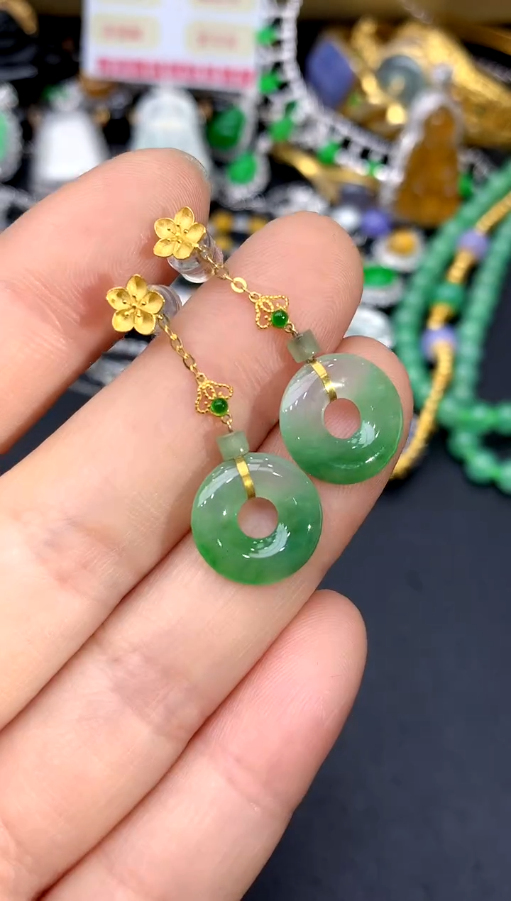 18K金镶嵌翡翠耳饰168-中国好珍宝