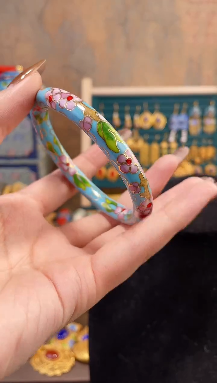 【闪购商品】非遗景泰蓝细棍镯天蓝