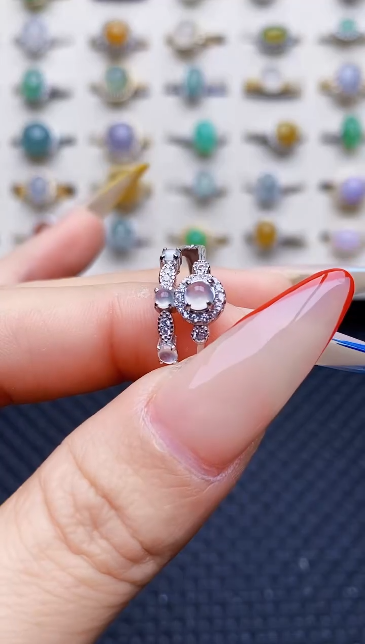 银S925镶嵌戒指翡翠0423