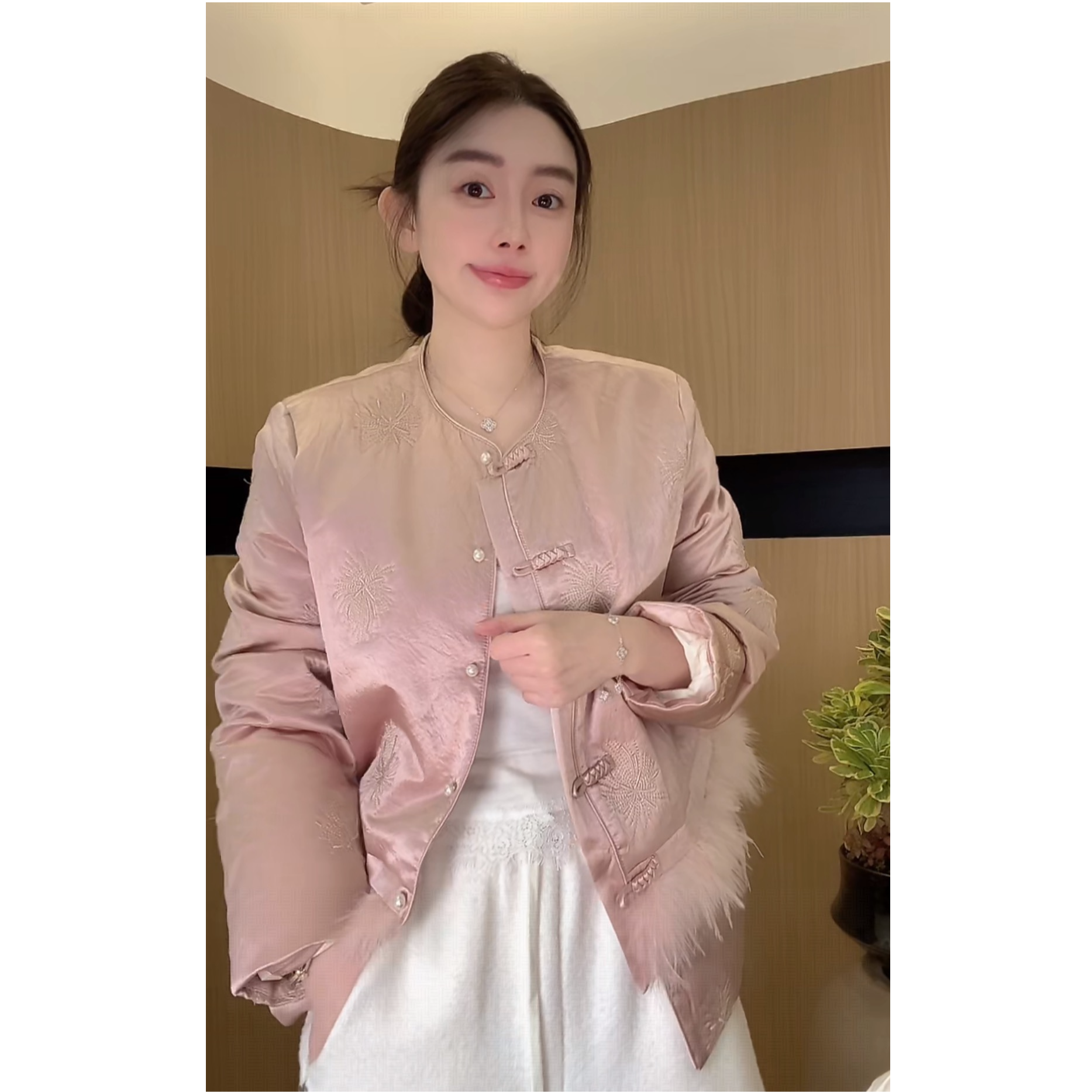 ZHUIMU.【月落乌啼】新中式国风醋酸刺绣拼接毛羽绒服ZM1385