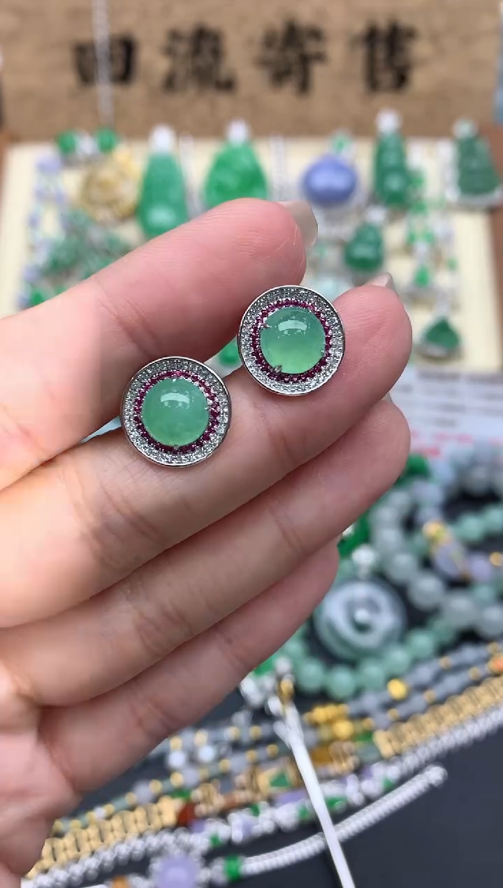 【闪购商品】翡翠耳饰18K金镶嵌291-中国好珍宝