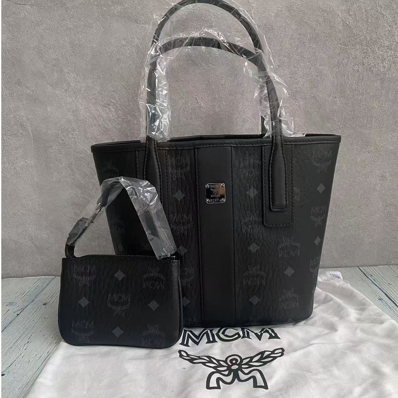 99新 MCM mcm黑色迷你子母包托特包搁置品