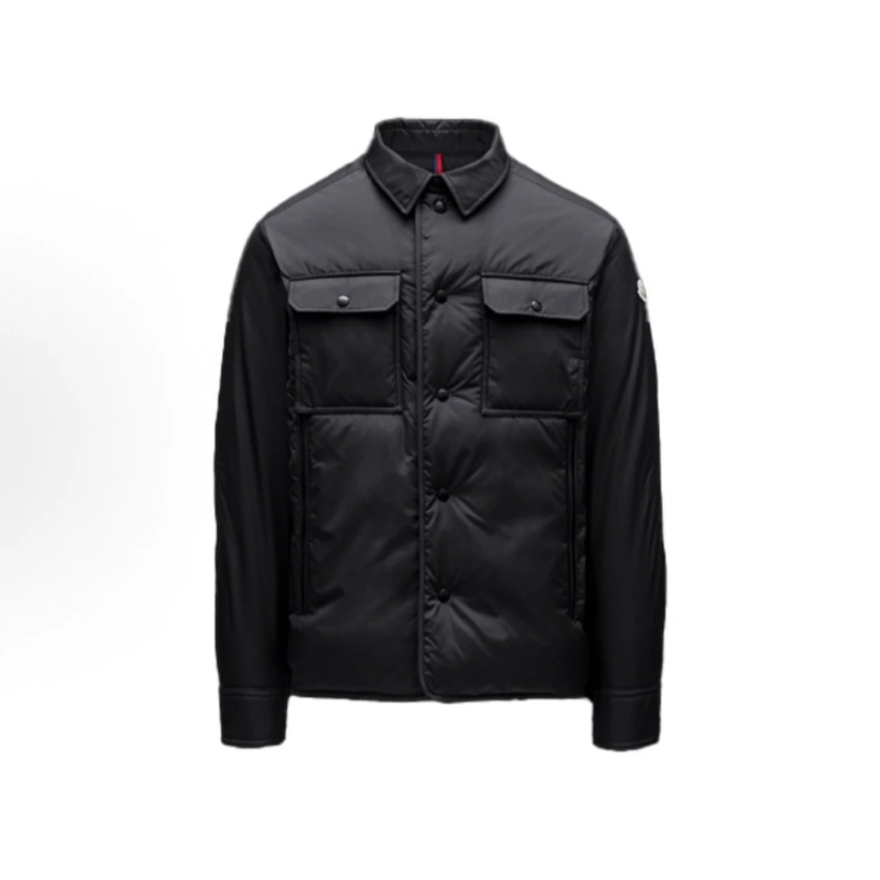 未使用 MONCLER 黑色手臂刺绣logo休闲翻领羽绒服4码
