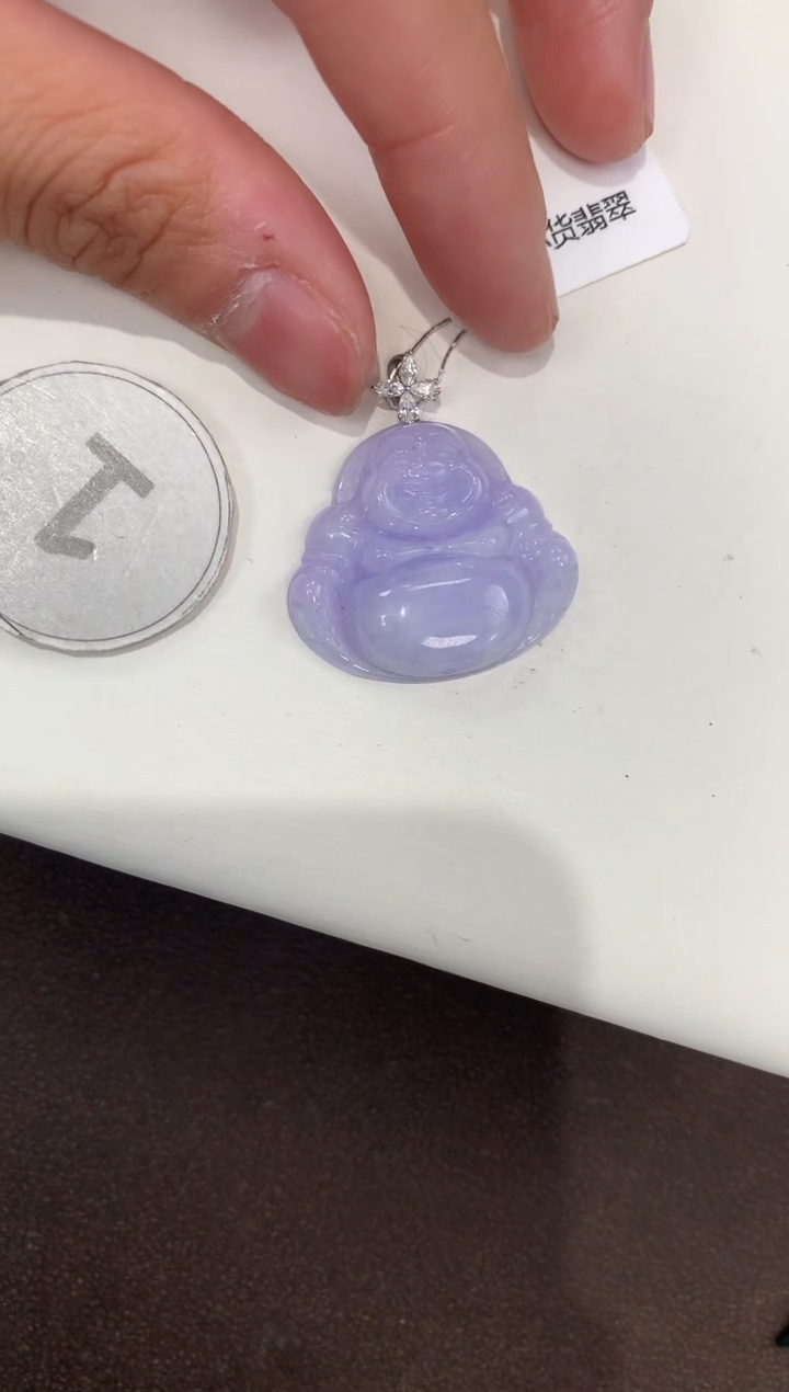 颈饰18K金镶嵌翡翠天然缅甸A货翡翠