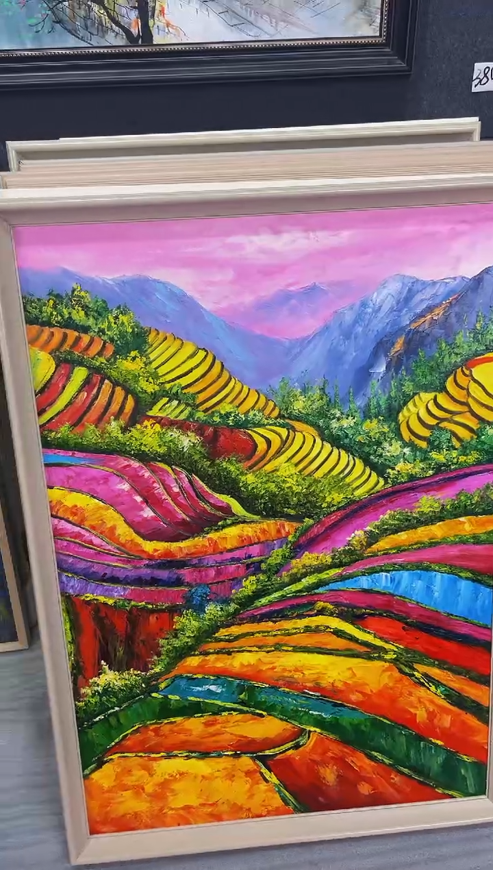 【闪购商品】油画61号 70*100 七彩梯田-手绘油画