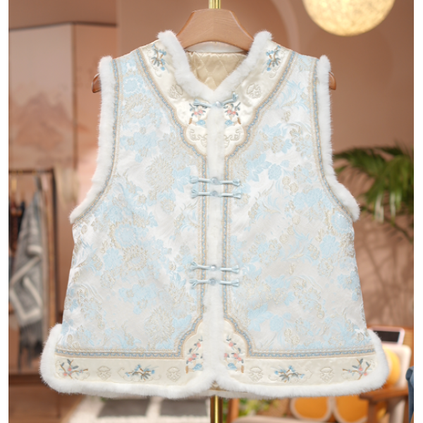 《 砚池浮香-棉马夹》2025年秋冬新款提花加厚时尚减龄休闲国风马