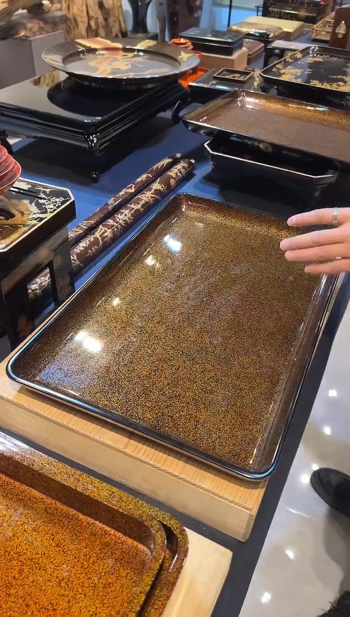 满金梨地 实木收纳盘两个