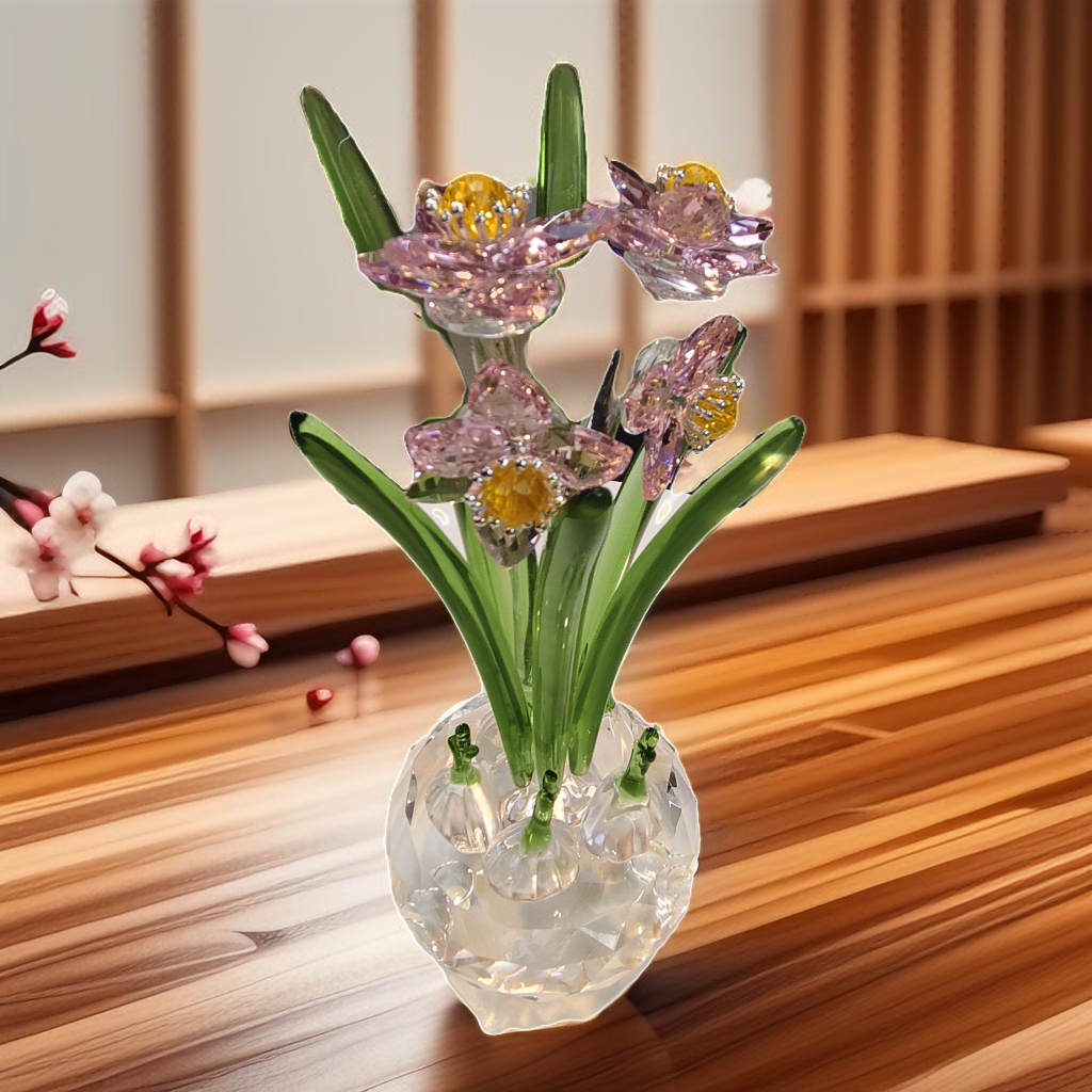 淄博手工琉璃荷花摆件高货艺术品花瓶简约桌面中古创意小摆件