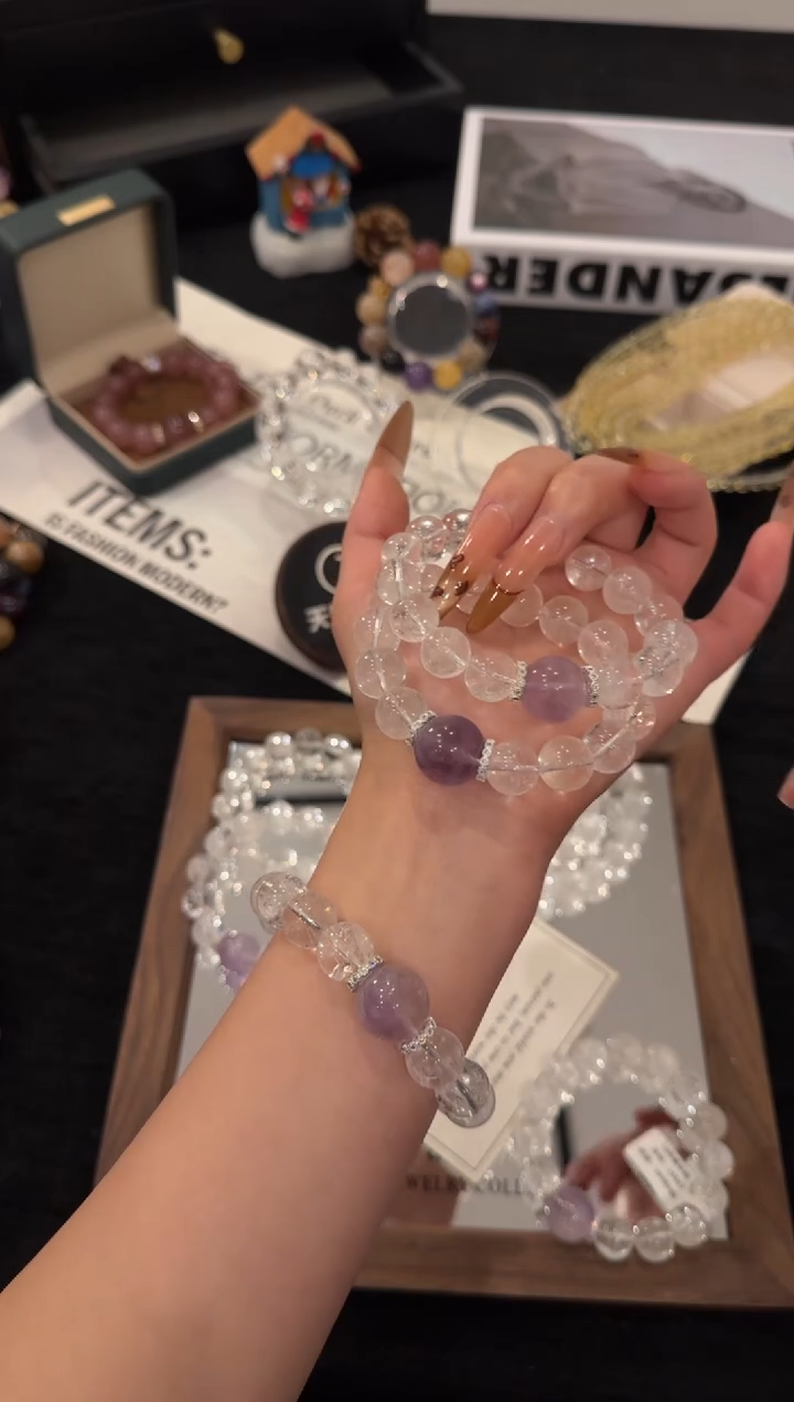合金手链水晶碎钻紫葡萄x3567