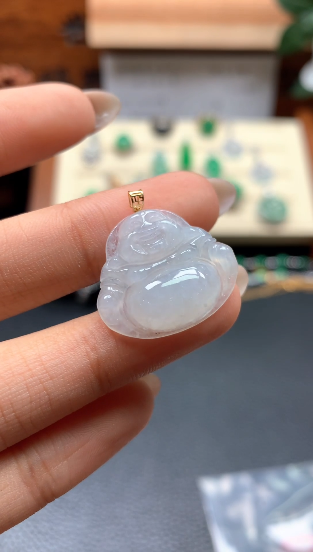 【闪购商品】翡翠吊坠(不含链)18K金镶嵌佛公吊坠