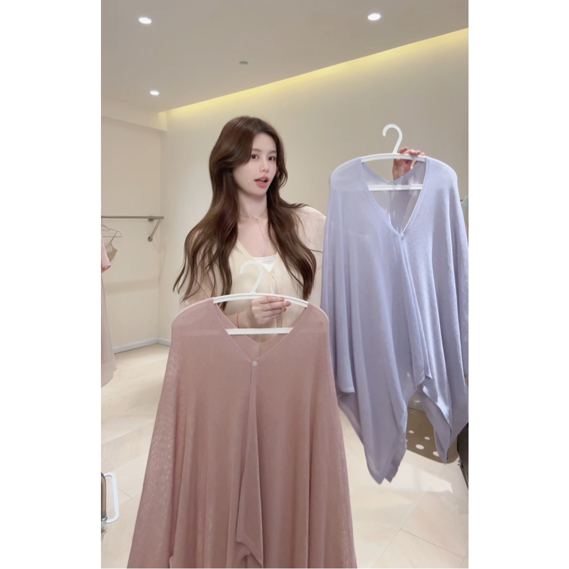 KA42亚麻冰丝披肩大开衫