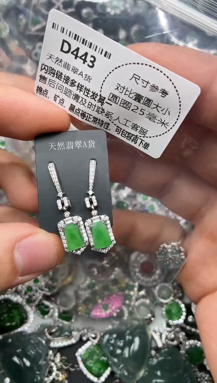 颈饰未镶嵌翡翠D443耳钉