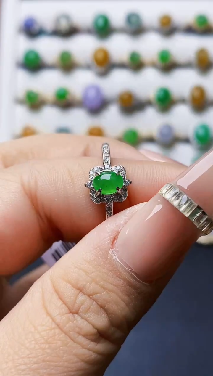 银S925镶嵌戒指翡翠4436