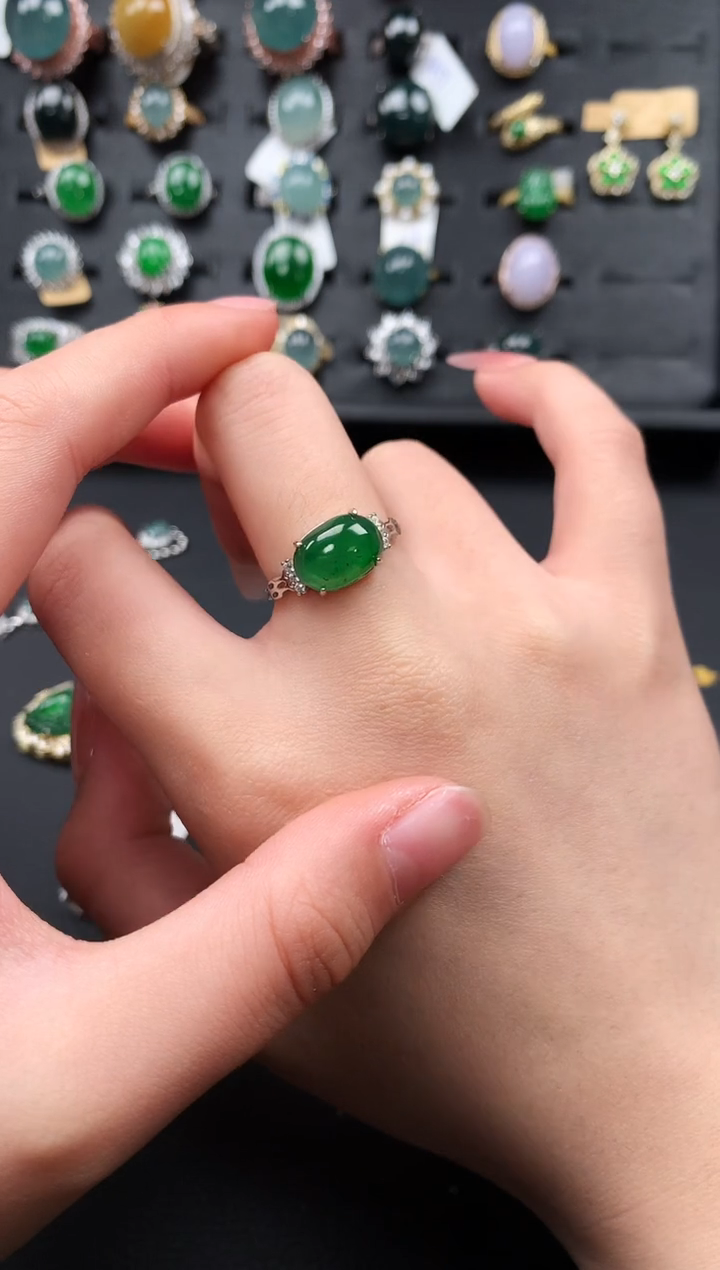 【闪购商品】翡翠戒指银S925镶嵌561414