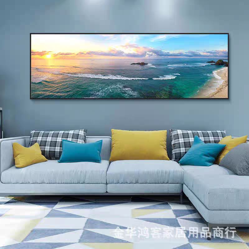 2025新款客厅镶钻装饰画沙发背景墙挂画轻奢高级感大海70200