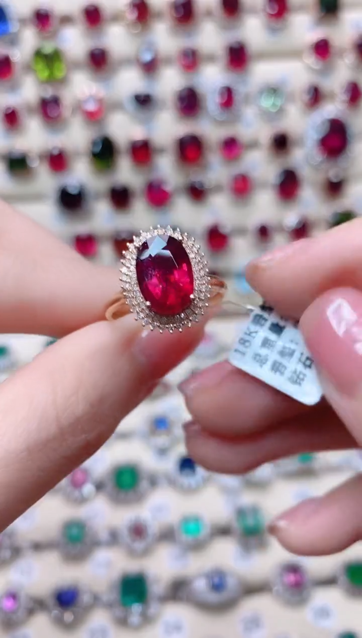 【闪购商品】碧玺18K金戒指18K金镶嵌1