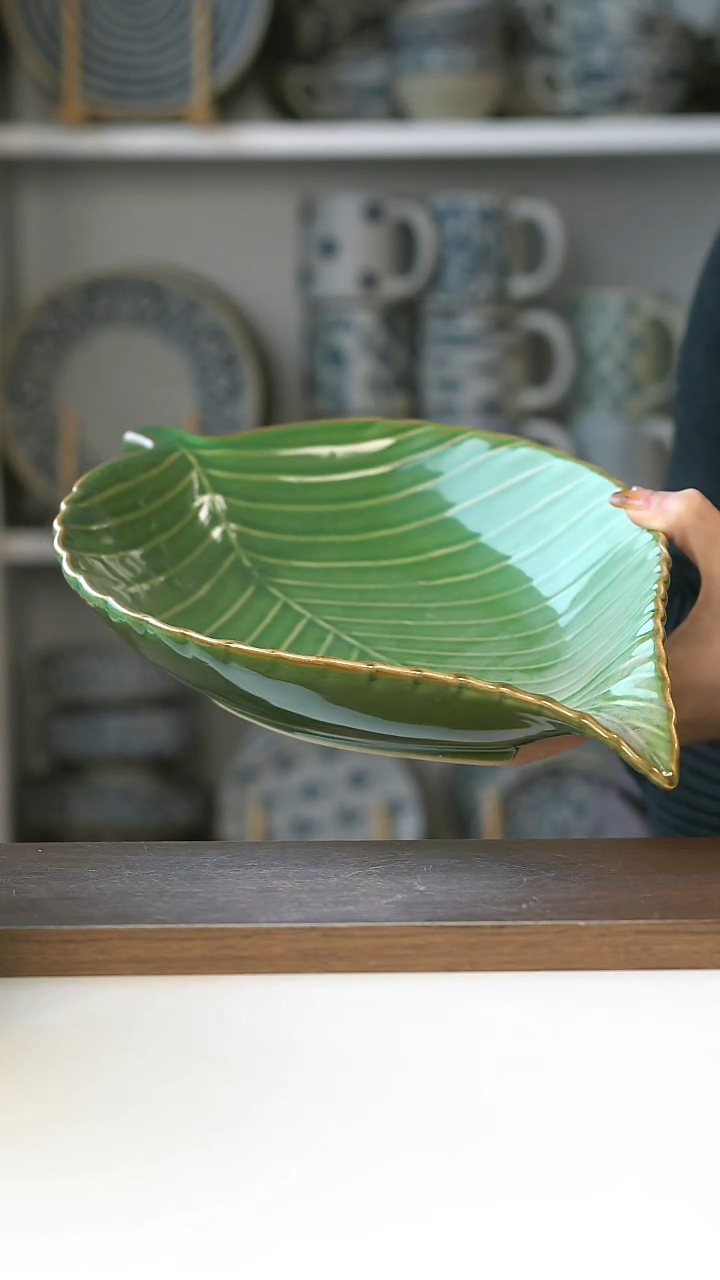 陶477树叶深盘35cm@4-2@微瑕