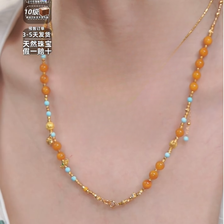 木润【鸡油黄】S925银天然鸡油黄蜜蜡项链