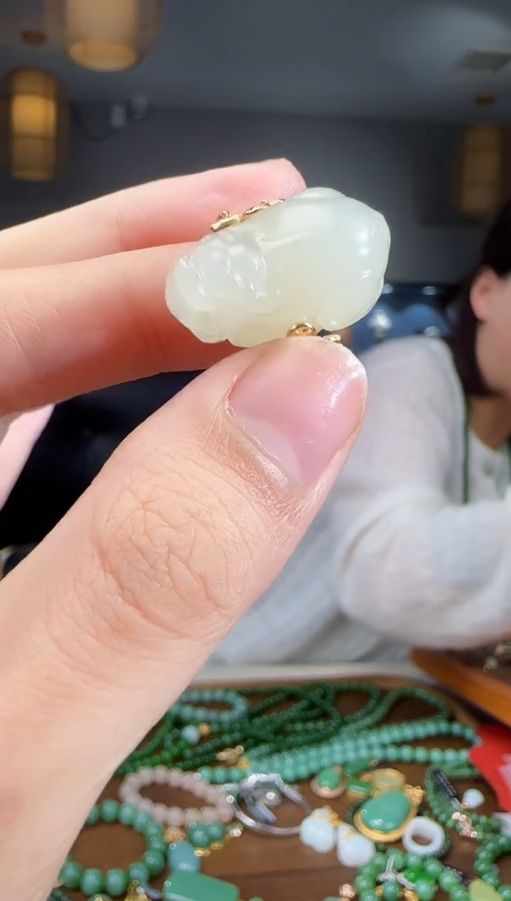 银S925镶嵌戒指和田玉1